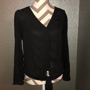 Silk ruffle sleeve blouse